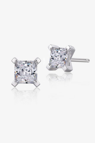 Princess-cut Lab Diamond Solitaire Stud Earrings in White Gold - Zaiyou Jewelry
