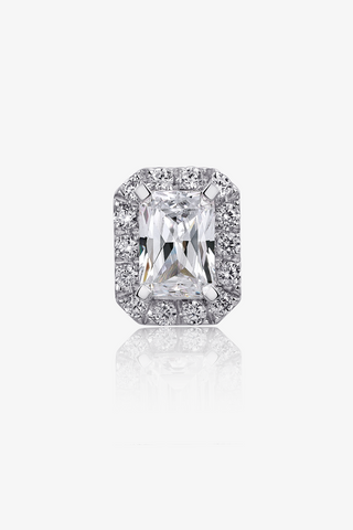 Radiant-cut Lab Diamond Halo Pendant in White Gold - Zaiyou Jewelry