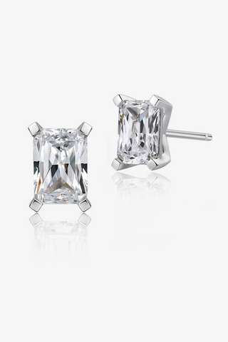 Radiant-cut Lab Diamond Solitaire Stud Earrings in White Gold - Zaiyou Jewelry
