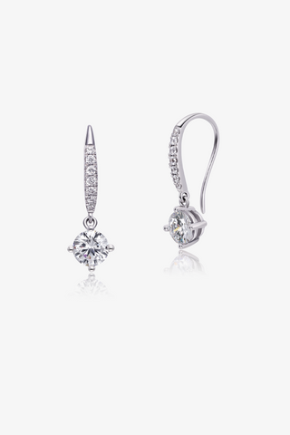 Round Lab Diamond Drop Earrings in white gold - Zaiyou Jewelry