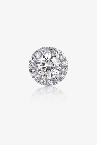 Round Lab Diamond Halo Pendant in White Gold - Zaiyou Jewelry