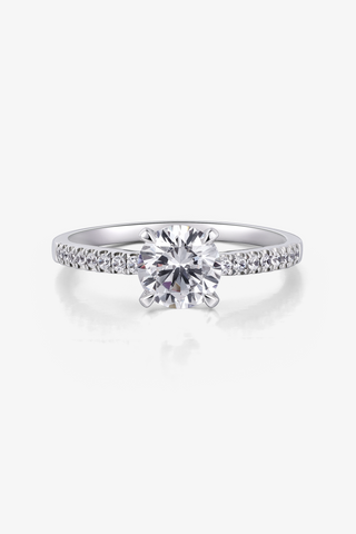 Round Lab Diamond Engagement Ring in white gold - Zaiyou Jewelry