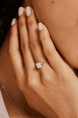 Round Lab Diamond Solitaire Engagement Ring in White Gold - Zaiyou Jewelry