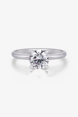 Round Lab Diamond Solitaire Engagement Ring in White Gold - Zaiyou Jewelry