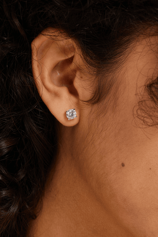 Round-cut Lab Diamond Solitaire Stud Earrings in White Gold - Zaiyou Jewelry