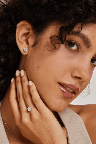 Round-cut Lab Diamond Solitaire Stud Earrings in White Gold - Zaiyou Jewelry