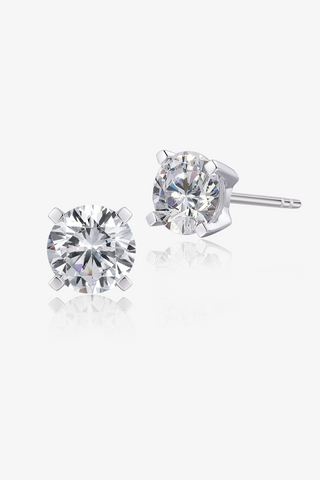 Round-cut Lab Diamond Solitaire Stud Earrings in White Gold - Zaiyou Jewelry