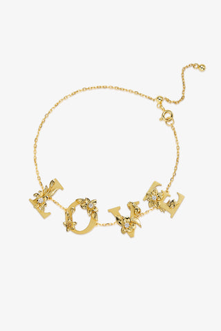 Customized Lab Diamond Alphabet Letter Bracelet 18k gold plated vermeil-Zaiyou Jewelry