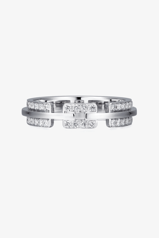 Lab Diamond Double Band Wedding Ring in White Gold - Zaiyou Jewelry