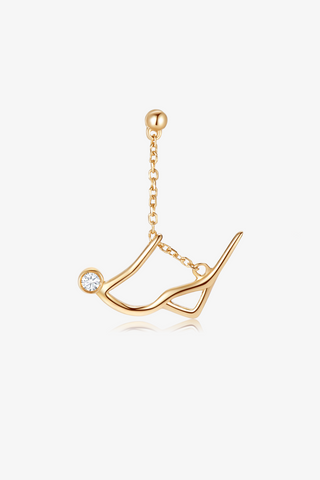 Aerial Swallow Pose Lab Diamond Single Drop Earring in Yellow Gold - Zaiyou Jewelry