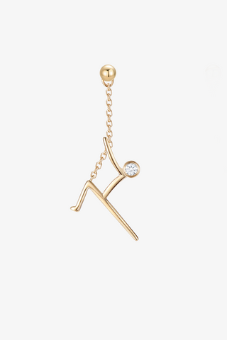 Aerial Warrior Pose Lab Diamond Single Drop Earring in Yellow Gold - Zaiyou Jewelry