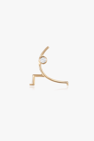 Crescent Moon Pose Lab Diamond Single Stud Earring in Yellow Gold - Zaiyou Jewelry