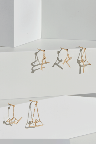 T Balance Pose Lab Diamond Single Drop Earring in Yellow Gold - Zaiyou Jewelry