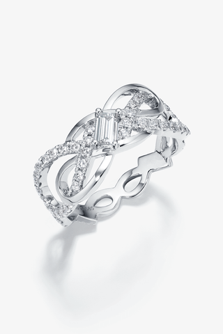 Baguette Lab Grown Diamond Ring in White Gold - Zaiyou Jewelry
