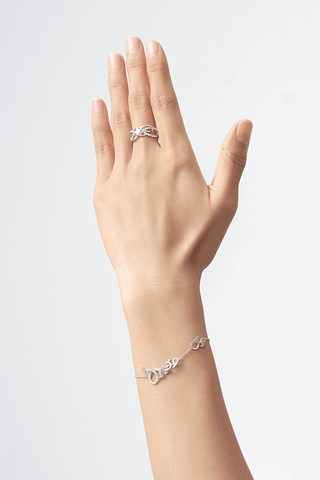 Lab Grown Diamond Flow Line Bracelet in White Gold - Zaiyou Jewelry