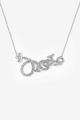 Lab Grown Diamond Flow Line Necklace in White Gold - Zaiyou Jewelry