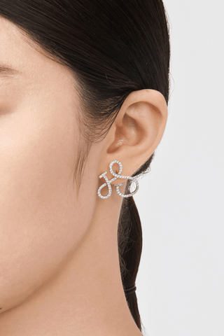 Lab Grown Diamond Flow Line Stud Earrings in White Gold - Zaiyou Jewelry