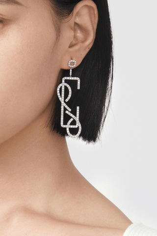Lab Grown Diamond Modern Drop Earrings in White Gold - Zaiyou Jewelry