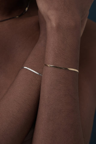 18k gold snake chain bracelet 7inch Flat Snake Chain Bracelet in Yellow/White Gold - 7 inch-Zaiyou Jewelry