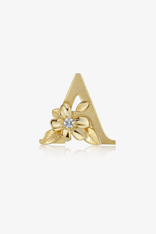 Lab Diamond Alphabet Letter “A” Pendant in Yellow Gold - Zaiyou Jewelry