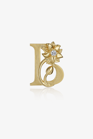 Lab Diamond Alphabet Letter “B” Pendant in Yellow Gold - Zaiyou Jewelry