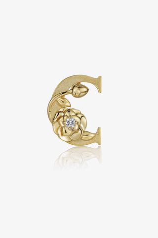 Lab Diamond Alphabet Letter “C” Pendant in Yellow Gold - Zaiyou Jewelry