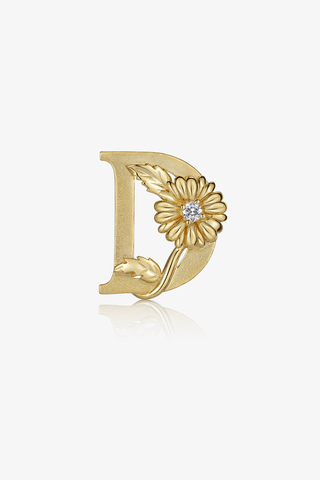 Lab Diamond Alphabet Letter “D” Pendant in Yellow Gold - Zaiyou Jewelry