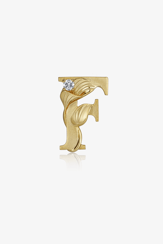 Lab Diamond Alphabet Letter “F” Pendant in Yellow Gold - Zaiyou Jewelry