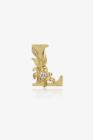 Lab Diamond Alphabet Letter “L” Pendant in Yellow Gold - Zaiyou Jewelry