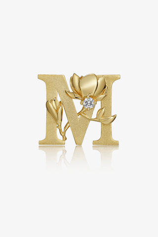 Lab Diamond Alphabet Letter “M” Pendant in Yellow Gold - Zaiyou Jewelry