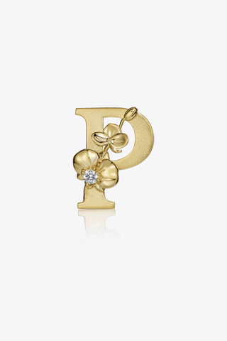 Lab Diamond Alphabet Letter “P” Pendant in Yellow Gold - Zaiyou Jewelry