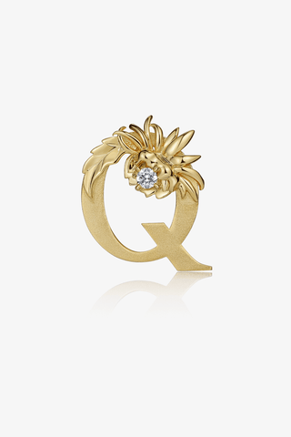 Lab Diamond Alphabet Letter “Q” Pendant in Yellow Gold - Zaiyou Jewelry
