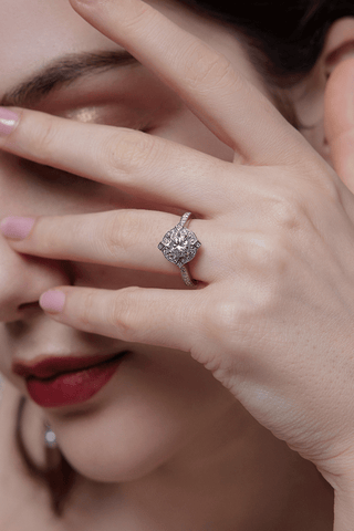 Lab Diamond Engagement Ring in White Gold - Athena - Zaiyou Jewelry