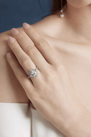 Lab Diamond  Engagement Ring in White Gold - Rhea - Zaiyou Jewelry