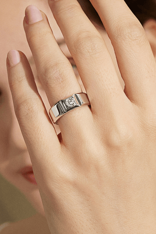 Lab Diamond Wedding Ring in White Gold - Daphne - Zaiyou Jewelry