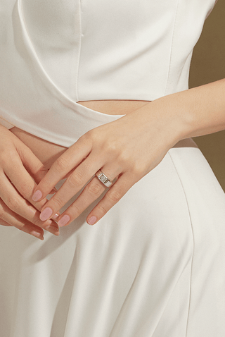 Lab Diamond Wedding Ring in White Gold - Daphne - Zaiyou Jewelry