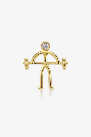 GYM 1 Lab Diamond Single Stud Earring in Yellow Gold - Zaiyou Jewelry