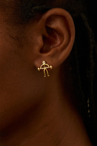 GYM 1 Lab Diamond Single Stud Earring in Yellow Gold - Zaiyou Jewelry