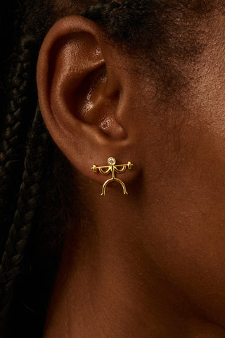 GYM 2 Lab Diamond Single Stud Earring in Yellow Gold - Zaiyou Jewelry
