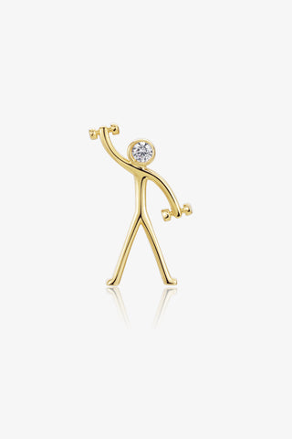 GYM 4 Lab Diamond Single Stud Earring in Yellow Gold - Zaiyou Jewelry