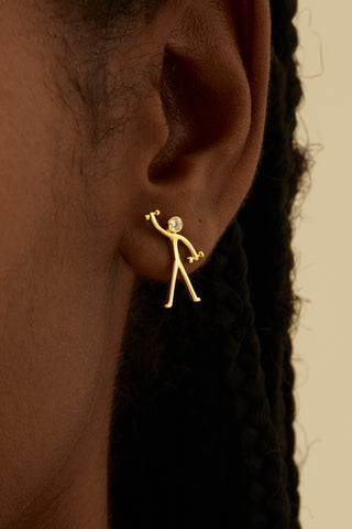 GYM 4 Lab Diamond Single Stud Earring in Yellow Gold - Zaiyou Jewelry