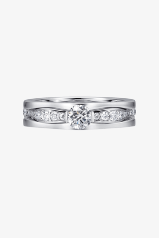 Lab Diamond Cluster Engagement Ring in White Gold - Round - Zaiyou Jewelry