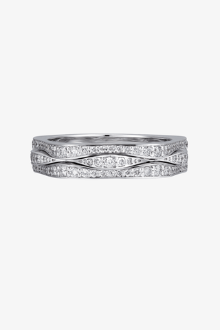 Lab Diamond Layered Wedding Ring in White Gold - Zaiyou Jewelry