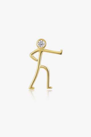 Kung Fu 1 Lab Diamond Single Stud Earring in Yellow Gold - Zaiyou Jewelry