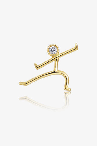 Kung Fu 2 Lab Diamond Single Stud Earring in Yellow Gold - Zaiyou Jewelry