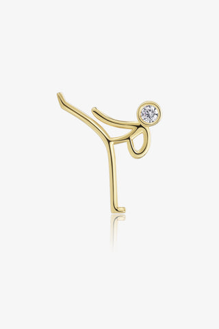 Kung Fu 4 Lab Diamond Single Stud Earring in Yellow Gold - Zaiyou Jewelry