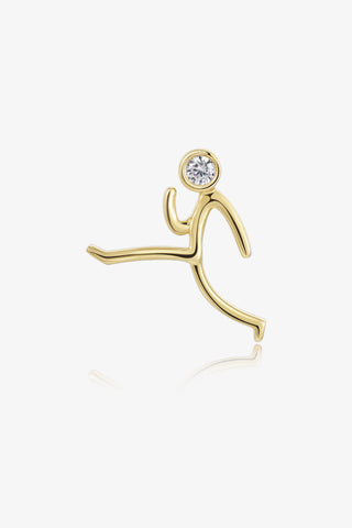Kung Fu 5 Lab Diamond Single Stud Earring in Yellow Gold - Zaiyou Jewelry