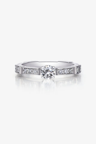 Lab Diamond Band Engagement Ring in White Gold - Round - Zaiyou Jewelry