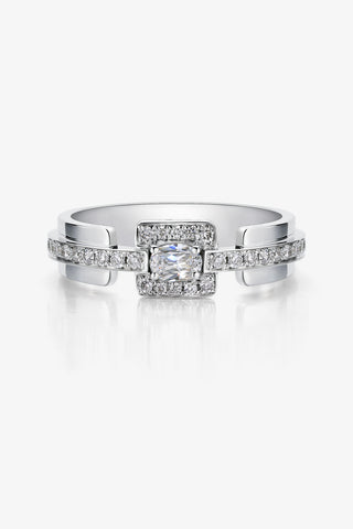 Lab Diamond Band Promise Ring in White Gold - Oval - Zaiyou Jewelry