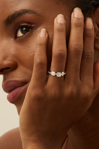 Lab Diamond Band Promise Ring in White Gold-Zaiyou Jewelry